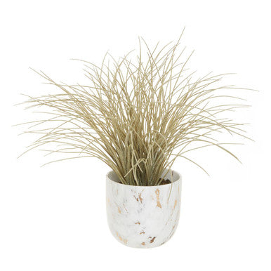 Fiori Grass Plant in a White Marble Effect Pot