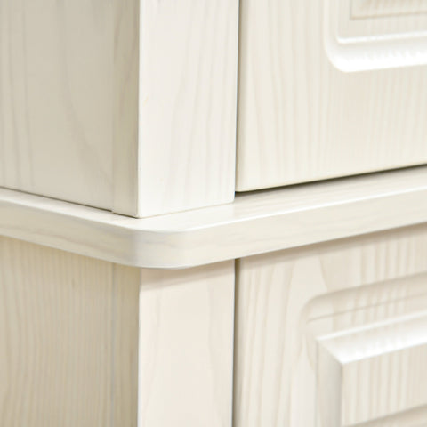 HOMCOM Kitchen Cupboard with 4 Doors, Freestanding Storage Cabinet with Wide Drawer and Shelves for Living Room, 180cm, White Wood Grain