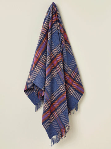 Dorset Shetland Pure New Wool Throw - Mid Blue