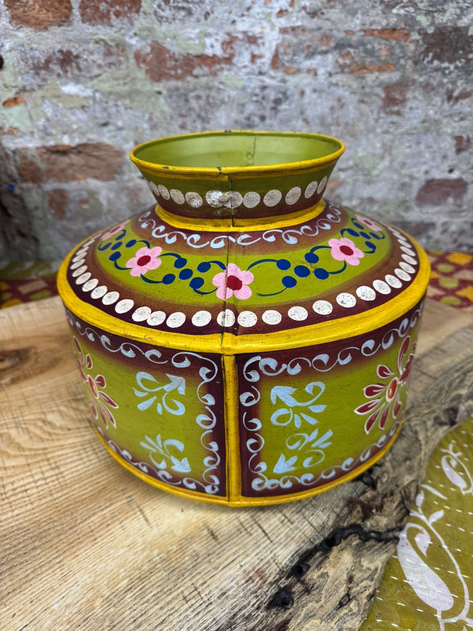 Vintage Painted Water Pot / Vase / Planter / Narrow Boat Ware Gypsy Art