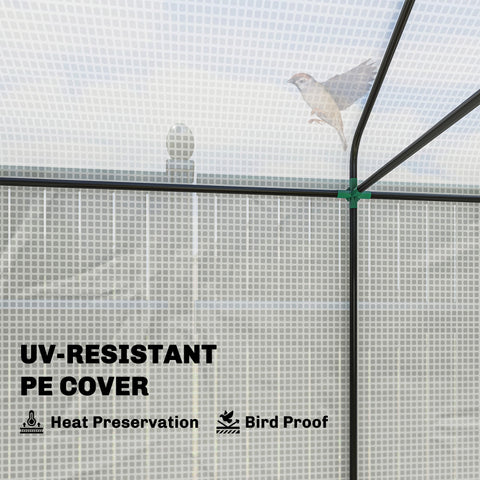 Outsunny Walk-in Greenhouse, Outdoor Tomato Greenhouse with Roll-up Door and Mesh Windows, PE Cover, 200 x 140 x 200cm, White