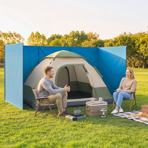 Outsunny Camping Windbreak, Foldable Portable Wind Blocker w/ Carry Bag and Steel Poles, 780cm x 150cm