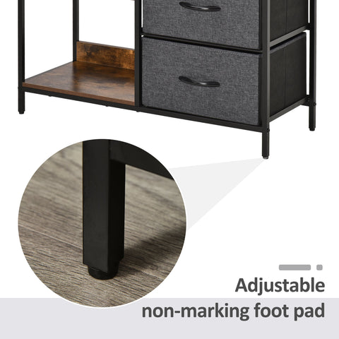 HOMCOM Chest of Drawers Storage  Dresser Cabinet Organizer with 3 Fabric Drawers and 2 Display Shelves for Living Room, Bedroom, Hallway, Black