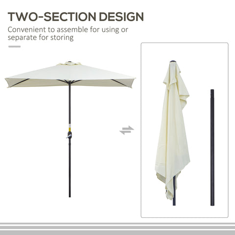 Outsunny Balcony Half Parasol Semi Round Umbrella Patio Crank Handle (2.3 m, Beige)- NO BASE INCLUDED