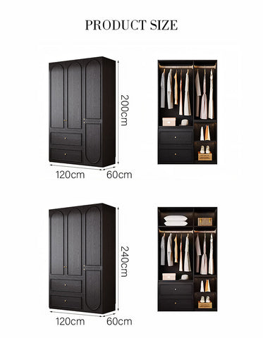 Novak Large Wardrobe, 2 Door Wardrobe, More Sizes, Black