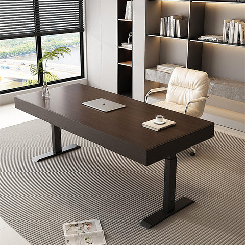 Moreno Electric Standing Office Desk With Storage, Solid Wood