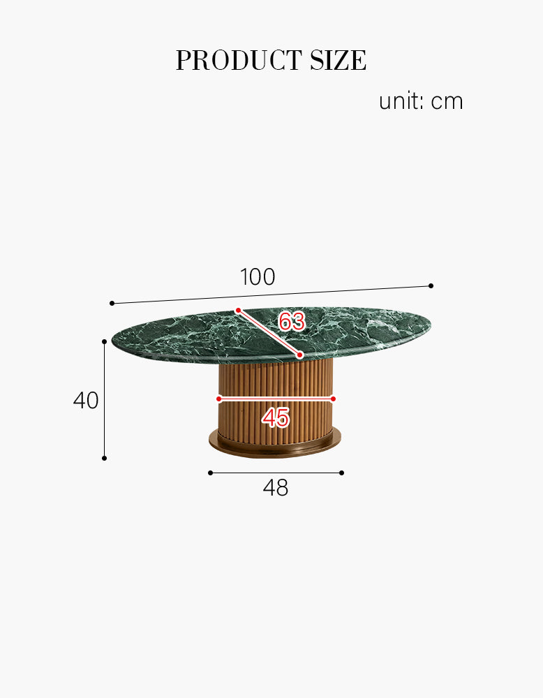 Murcell Oval Accent Coffee Table, Brazilian Green Marble