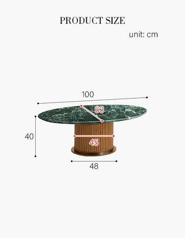 Murcell Oval Accent Coffee Table, Brazilian Green Marble