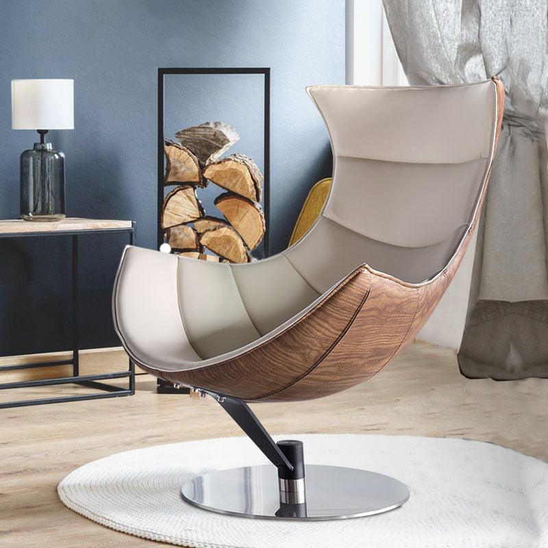 Russell Lobster Chair, With Ottoman, Walnut Texture, Armchair