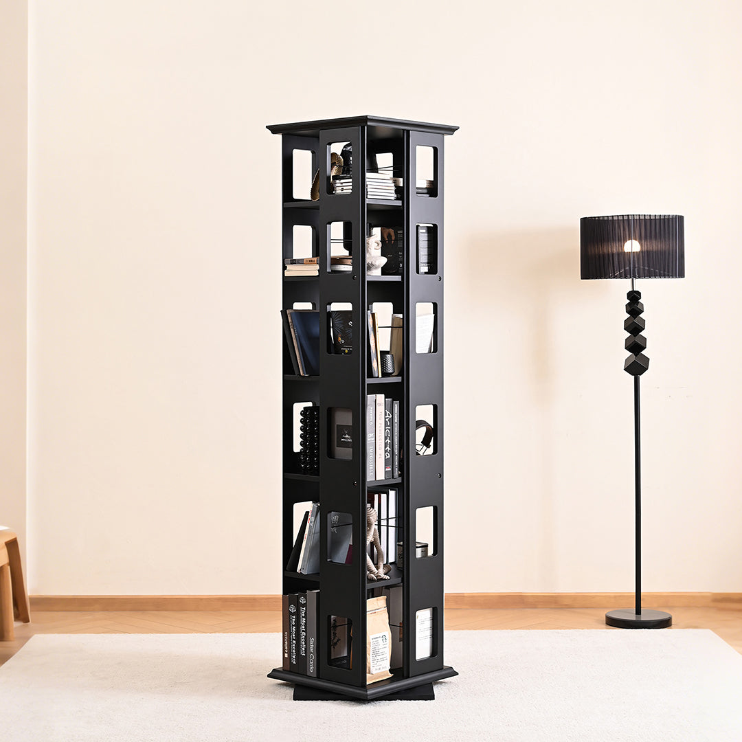 Bartholomew Rotating Bookshelf, Magazine Rack, Solid Wood