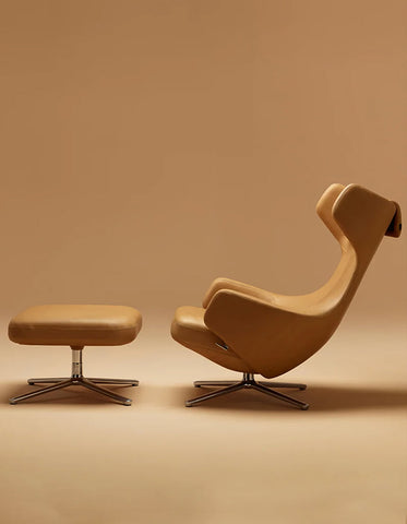 Ghoshal Egg Chair, Wingback Lounge Chair With Recliner & Footstool