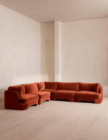 Laird L Shape Four Seater Sofa, Modular Corner Sofa, Velvet