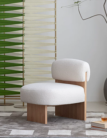 Evander Boucle Armchair with Wooden Frame