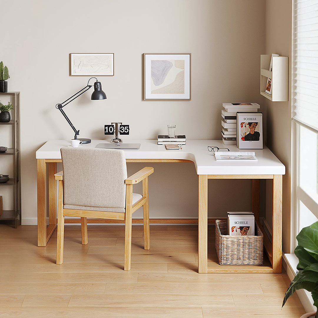 Amari L Shape Office Desk With Chest of Drawers, More Colors