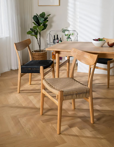 Classic Hans W CH01 Rattan Dining Chair, Light Oak