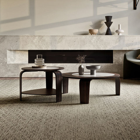 Chloe Round Nesting Coffee Table Set, Walnut