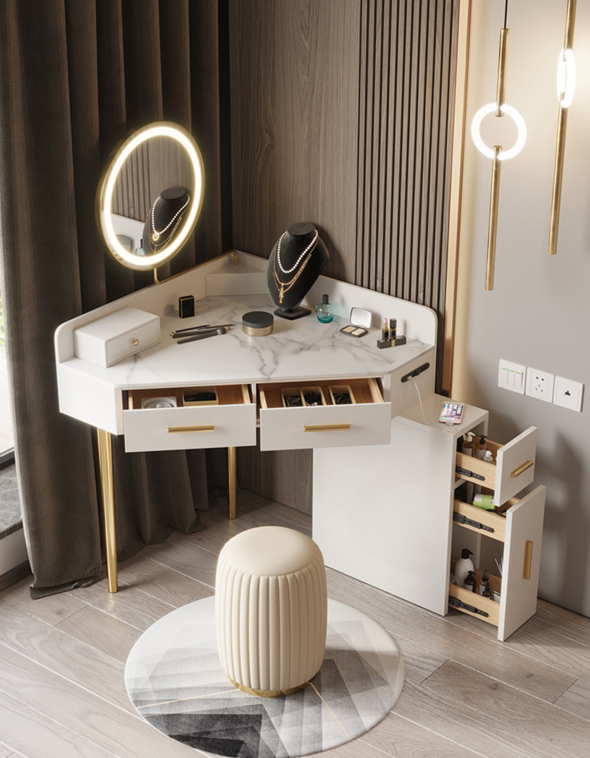 Raija Dressing Table, With USB Charger