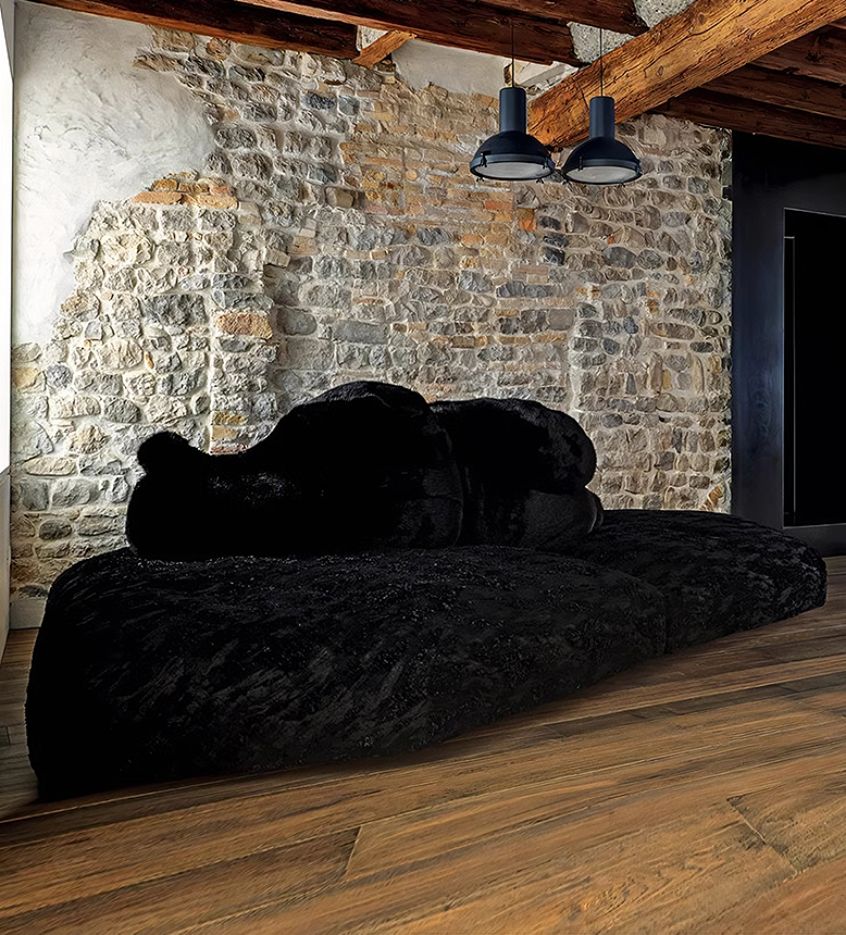 White Bear Cozy Sofa, Four Seater Sofa, Corduroy