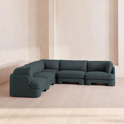 Dominguez L Shape Four Seater Sofa, Modular Corner Sofa, Boucle