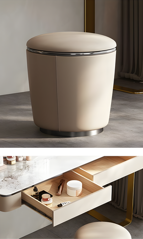 Hamlin Dressing Table With Mirror, Sintered Stone