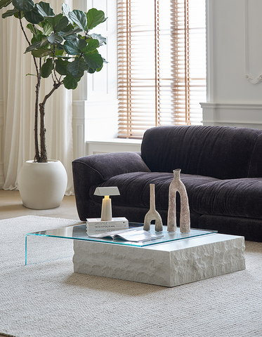 Fatima Extendable Pedestal Coffee Table, Glass & Wood