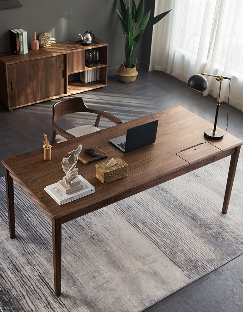 Boucher Office Desk With Storage, Walnut