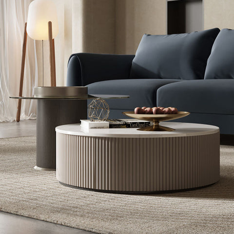 Avery Nesting Coffee Table Set, Round, with Storage, Glass