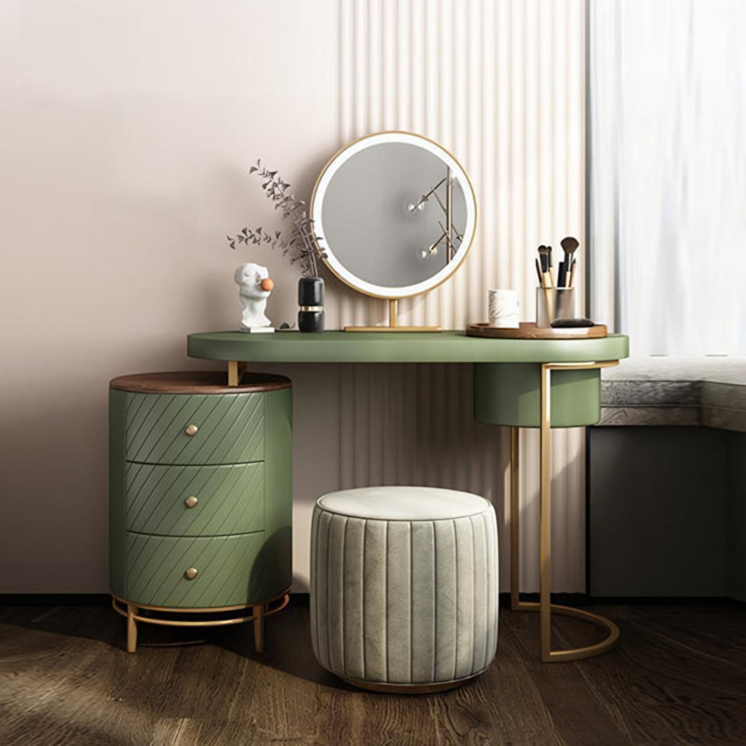 Tandy Dressing Table, Green/ White/ Black And Gold