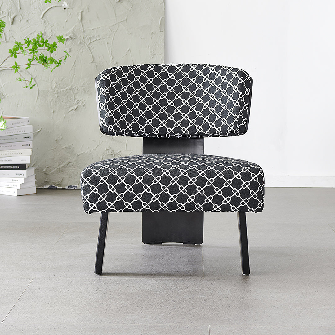 Nascimento Patterned Accent Chair, Black Armchair
