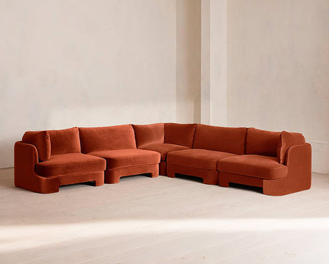 Laird L Shape Four Seater Sofa, Modular Corner Sofa, Velvet