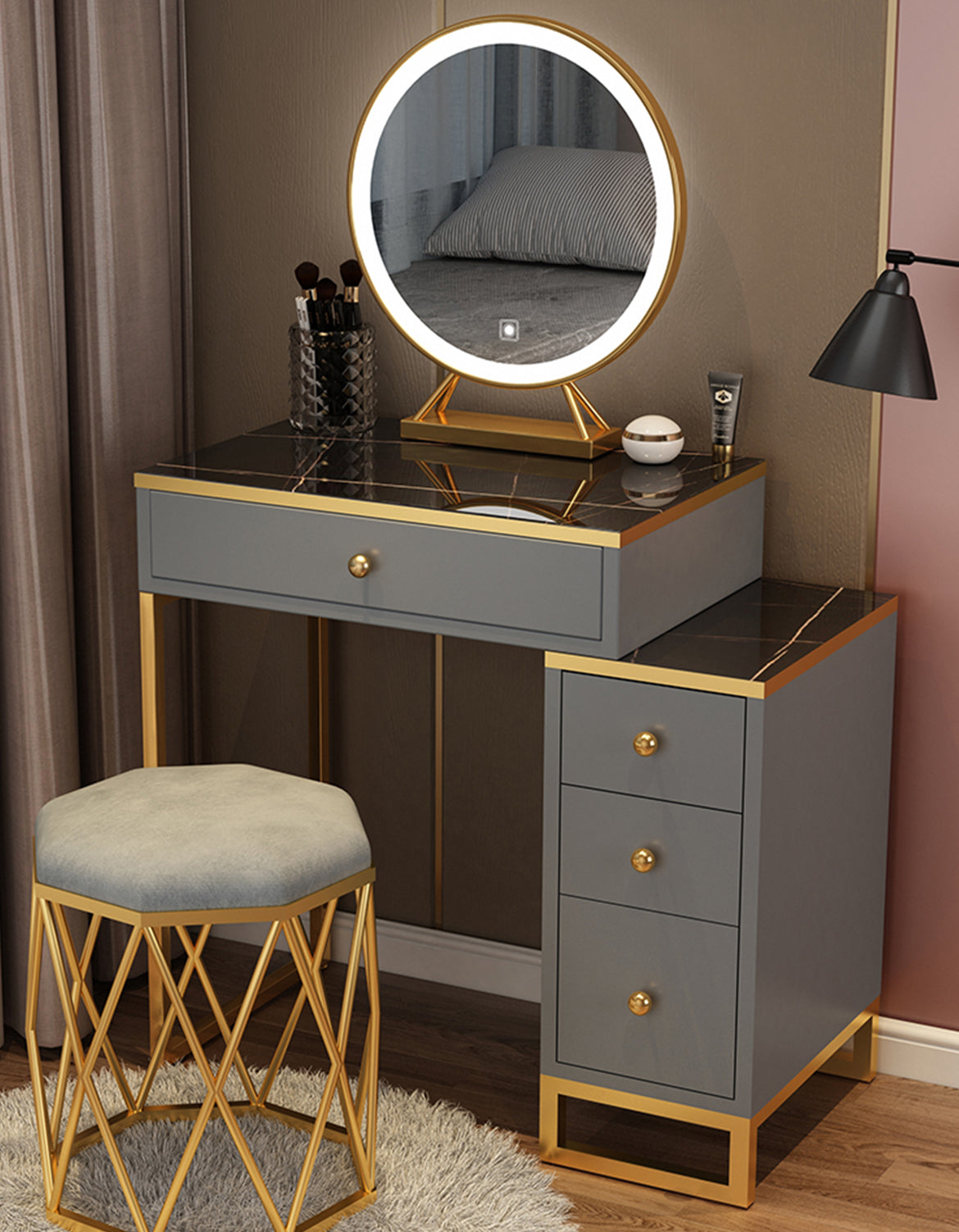 Nelia Dressing Table With LED Mirror