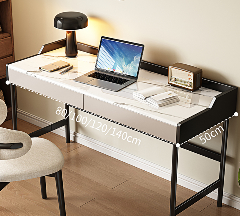 Zuriel Office Desk, White Sintered Stone