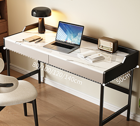 Zuriel Office Desk, White Sintered Stone