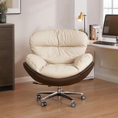 Calder Swivel Office Chair With Wheels, Leathaire