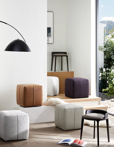Rajiv Square Footstool, Real Leather
