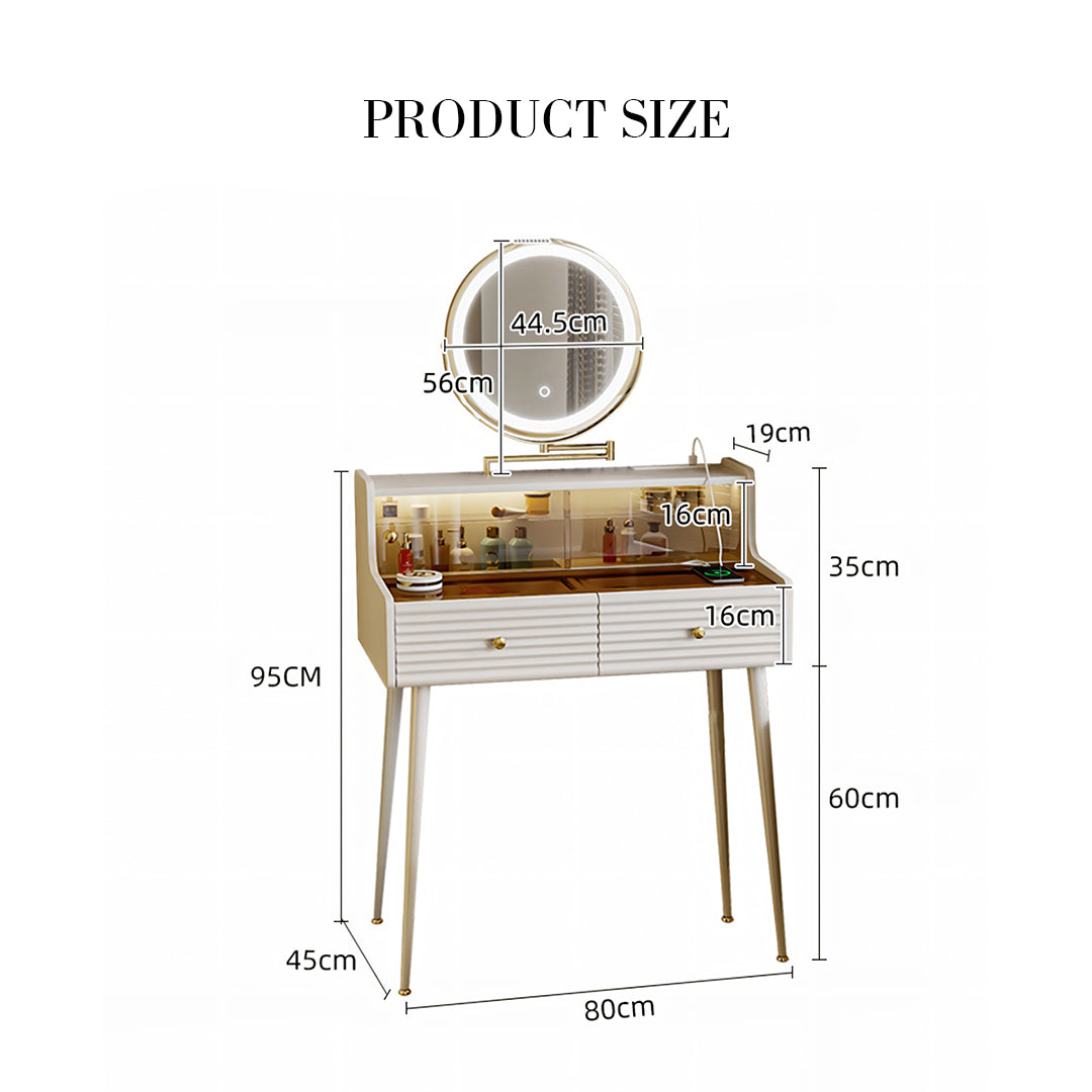 Thiago Narrow Mini Dressing Table For Small Corner, Cream