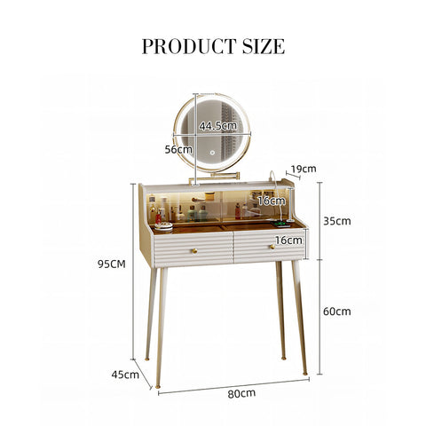 Thiago Narrow Mini Dressing Table For Small Corner, Cream