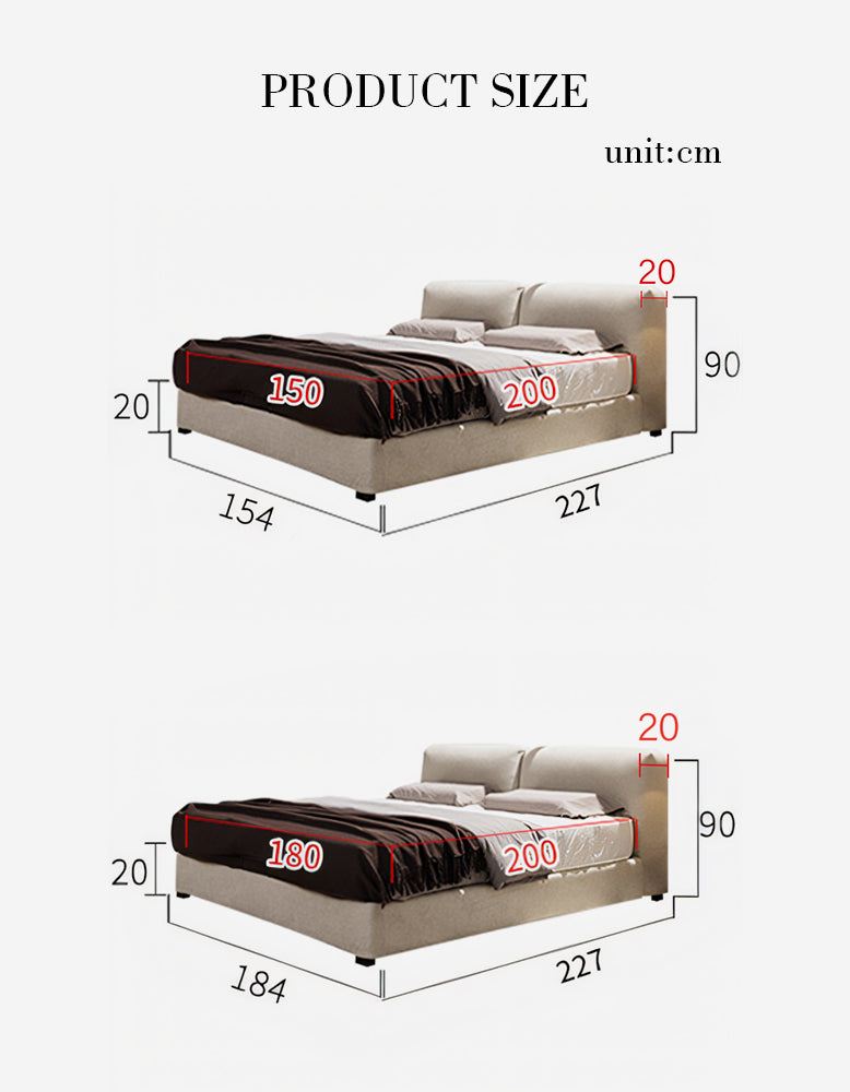 Hassan Modern King Superking Size Bed, Linen