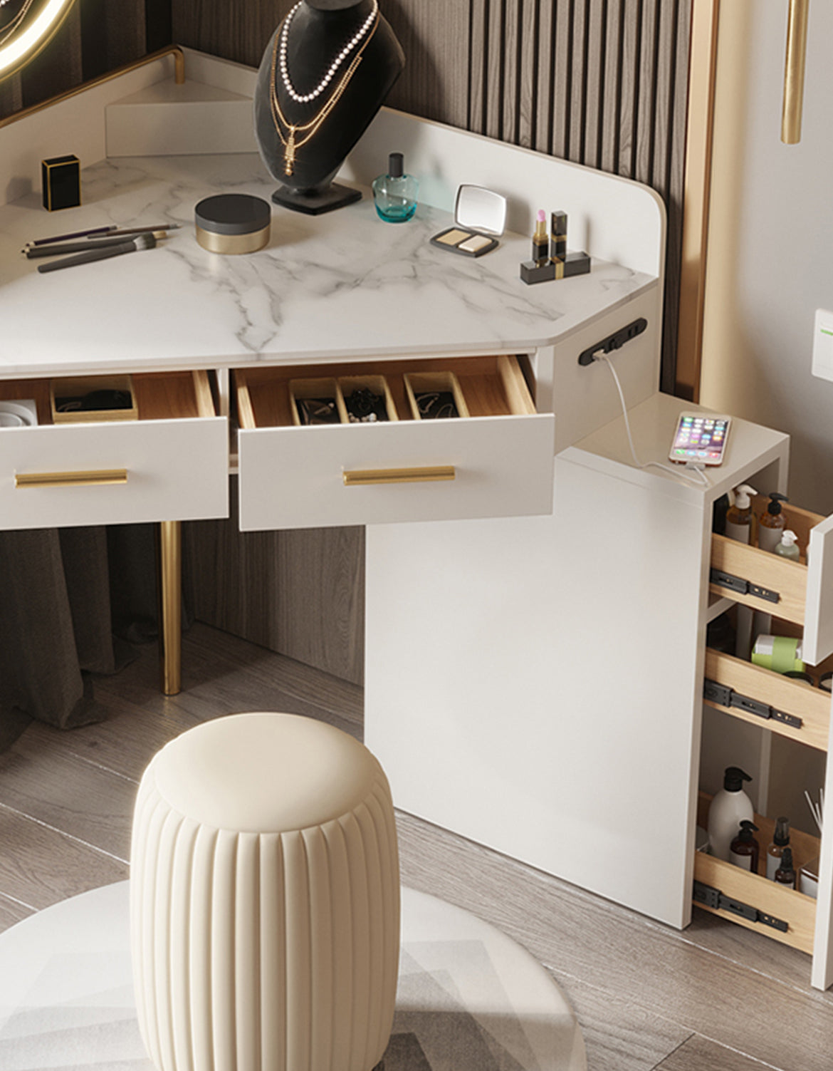 Raija Dressing Table, With USB Charger