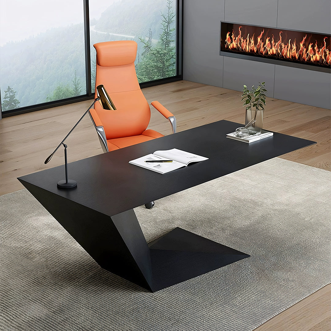 Tariq Modern Office Desk For Home, Black Wood
