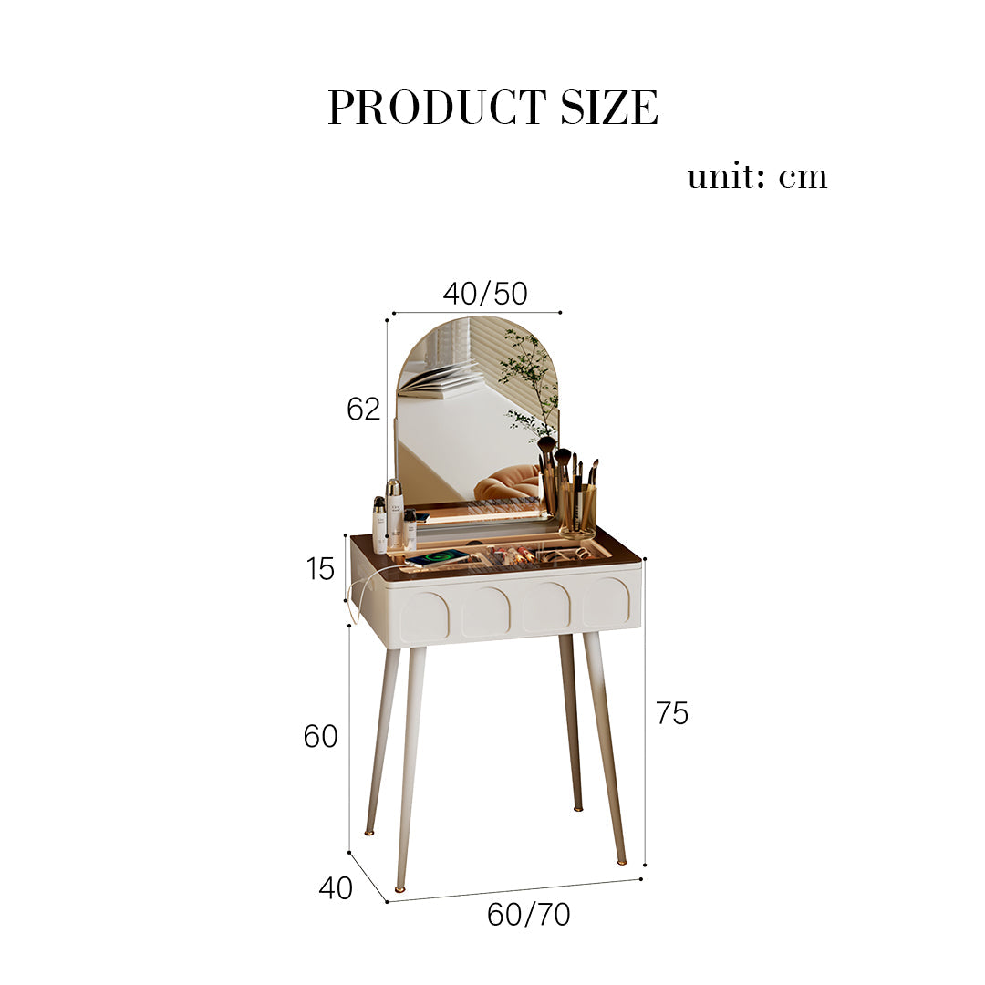 Aisha Slimline Dressing Table For Narrow Space, Cream