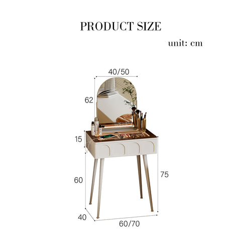 Aisha Slimline Dressing Table For Narrow Space, Cream