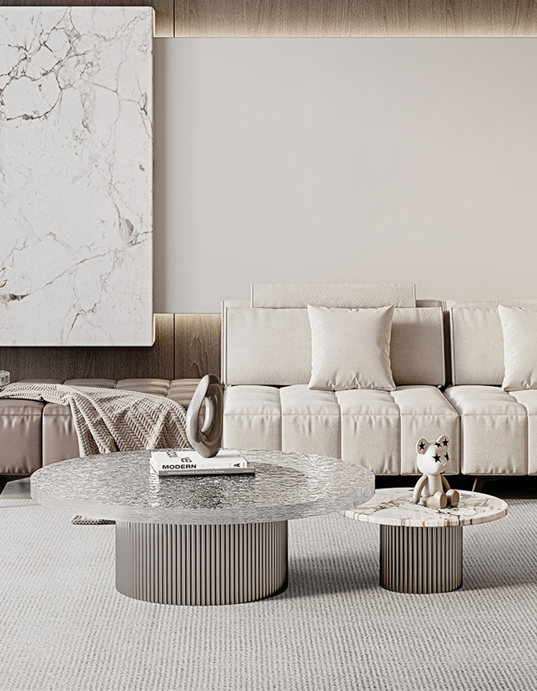 Eirik Coffee Table & Side Table, Marble & Acrylic