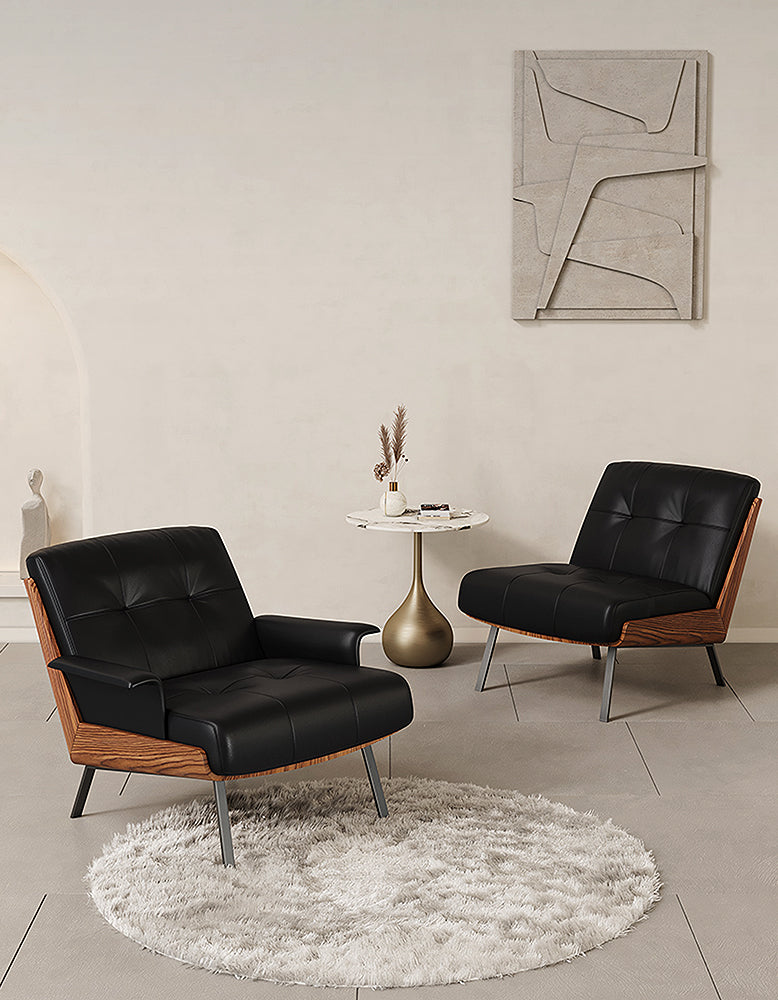 Vasilev Armchair, Leather Lounge Chair, W/O Armrests