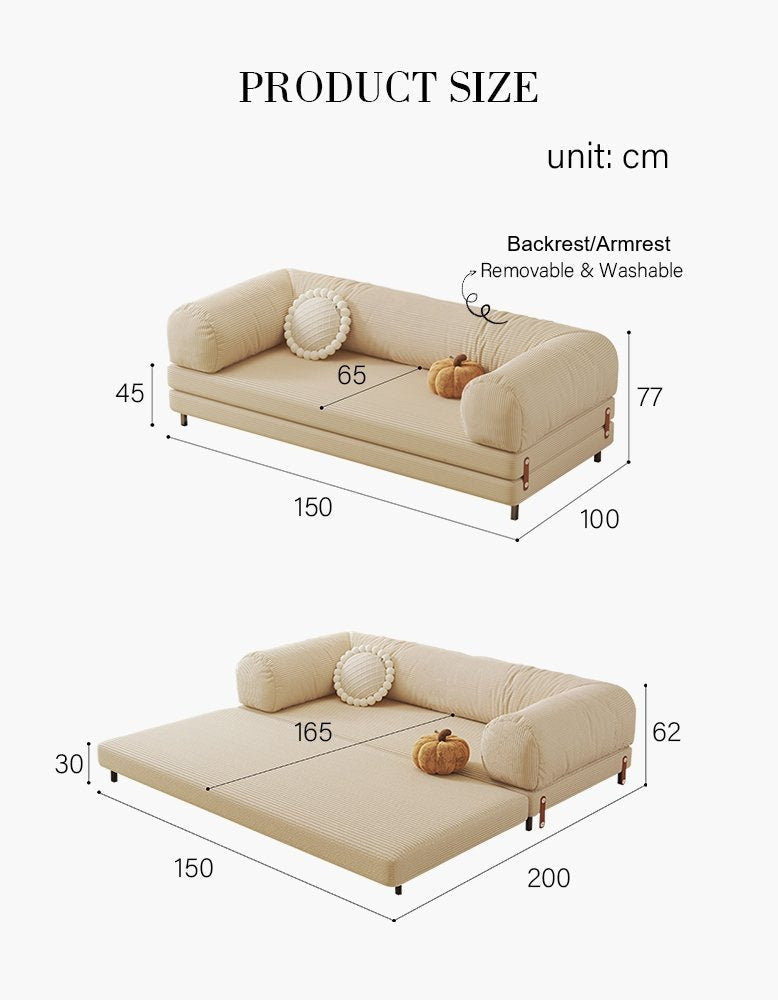 Kimura Two Seater Sofa Bed, Backrest Washable, Corduroy