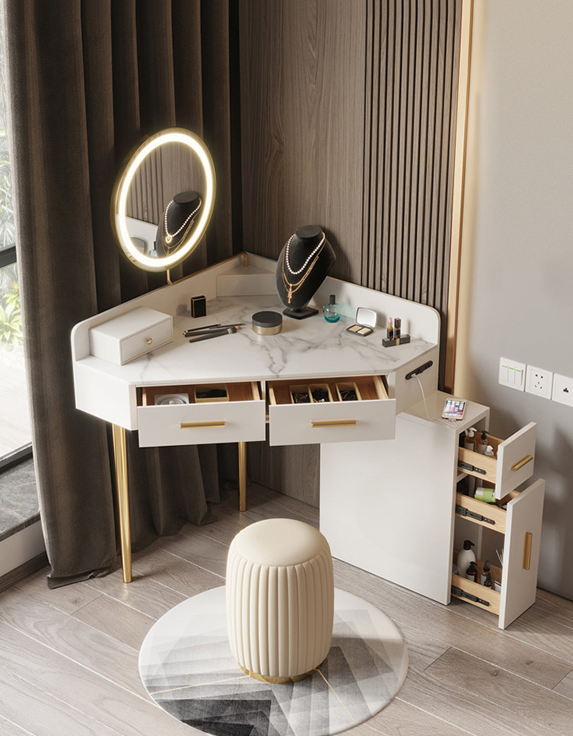Raija Dressing Table, With USB Charger