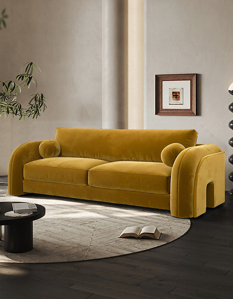 Voss Curved Two Seater Sofa, Velvet