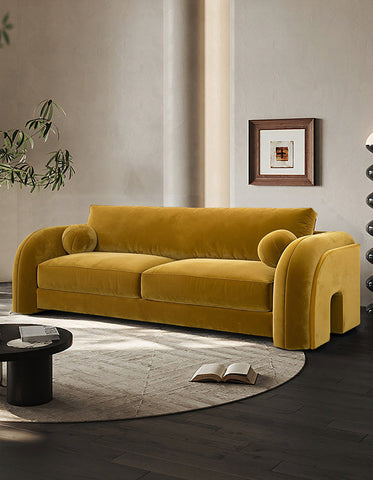 Voss Curved Two Seater Sofa, Velvet