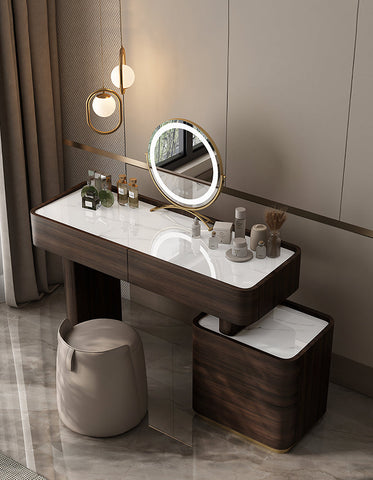 Harding Dressing Table With Mirror, Sintered Stone