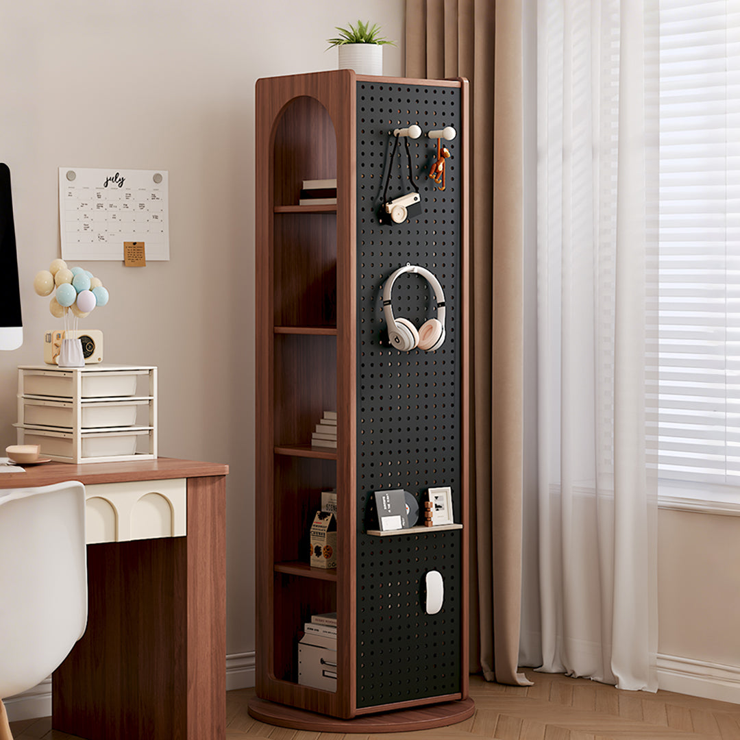 Correa Rotating Bookshelf, Freestanding Shelving Unit With Full Length Mirror